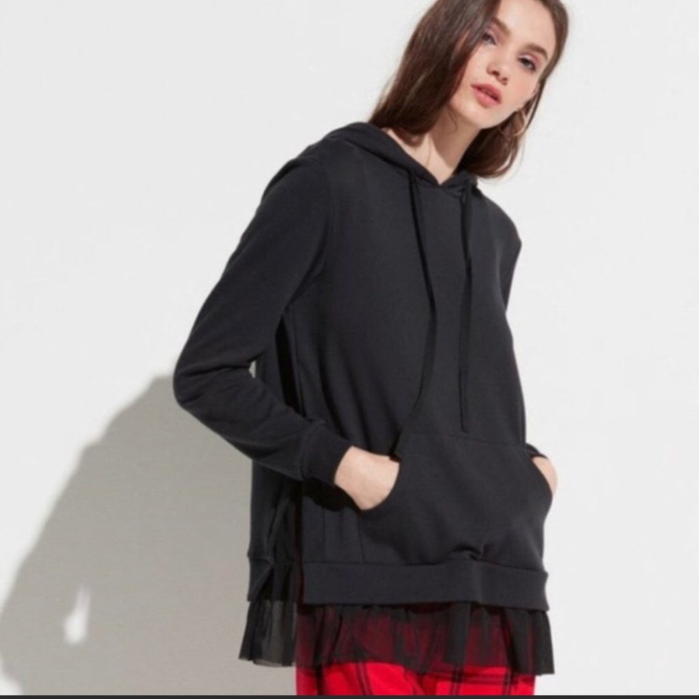 Black hoodie with tulle hem from K/Lab